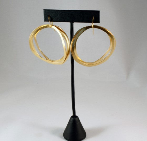 Gold Three Ring Hoops