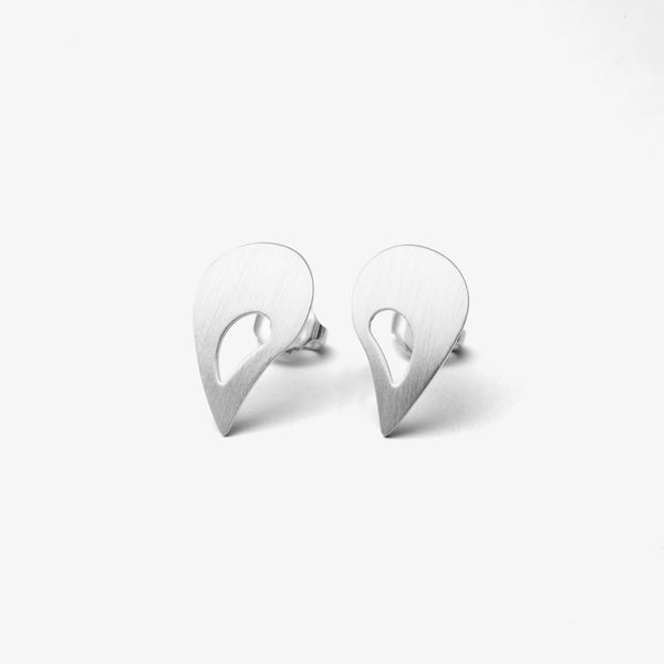 Matte Sterling Silver Paisley Studs
