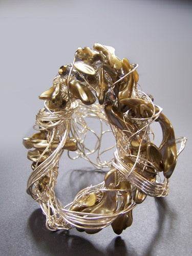 Zullo Silver Wire and Mother of Pearl Bracelet