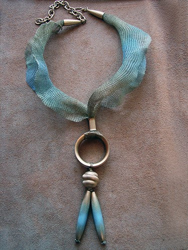 Sarah Cavender Gold/Green/Blue Flame Necklace