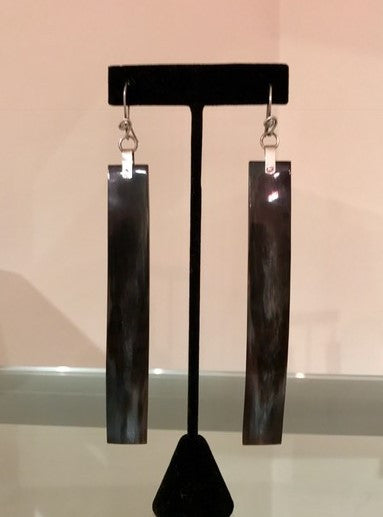 Horn and Sterling Silver Earrings