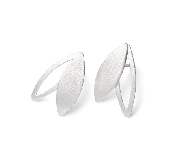 Matte Sterling Siver Open Leaf Studs